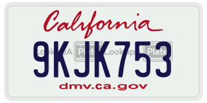 9KJK753 license plate in California