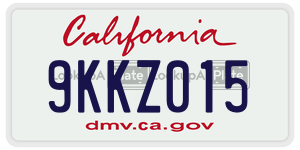 9KKZ015 license plate in California