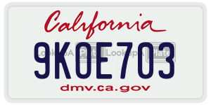 9KOE703 license plate in California