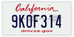 9KOF314 license plate in California