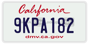 9KPA182  license plate in CA