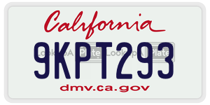 9KPT293 license plate in California
