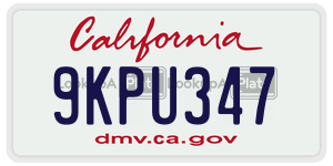 9KPU347 license plate in California