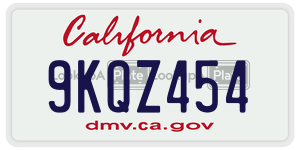 9KQZ454  license plate in CA