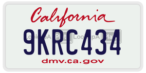 9KRC434 license plate in California