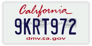 9KRT972  license plate in CA