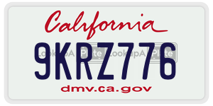 9KRZ776 license plate in California