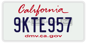 9KTE957 license plate in California
