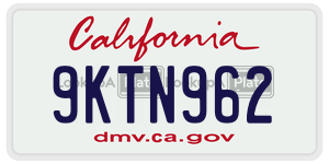 9KTN962 license plate in California