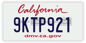 9KTP921 license plate in California