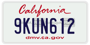 9KUN612 license plate in California