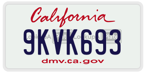9KVK693  license plate in CA