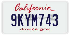 9KYM743  license plate in CA