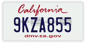 9KZA855 license plate in California