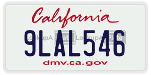 9LAL546 license plate in California