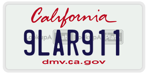 9LAR911  license plate in CA