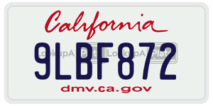 9LBF872 license plate in California