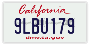 9LBU179 license plate in California