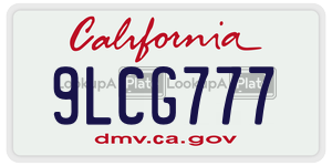 9LCG777 license plate in California