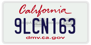 9LCN163 license plate in California