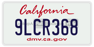 9LCR368  license plate in CA