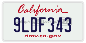 9LDF343 license plate in California
