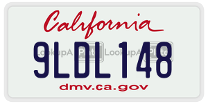9LDL148 license plate in California