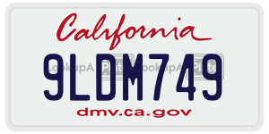 9LDM749 license plate in California