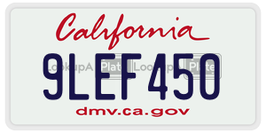 9LEF450  license plate in CA