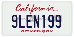 9LEN199  license plate in CA