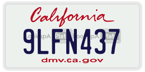 9LFN437 license plate in California
