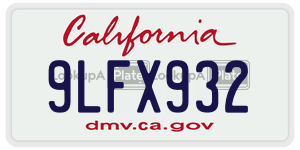9LFX932 license plate in California