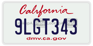 9LGT343  license plate in CA