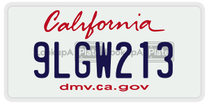 9LGW213 license plate in California