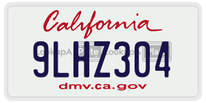 9LHZ304 license plate in California