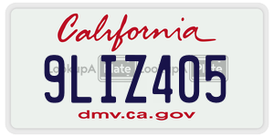 9LIZ405 license plate in California