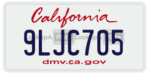 9LJC705  license plate in CA