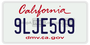 9LJE509 license plate in California