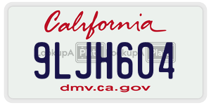 9LJH604  license plate in CA