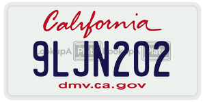 9LJN202 license plate in California