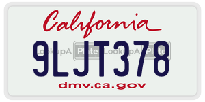 9LJT378  license plate in CA