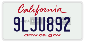 9LJU892 license plate in California
