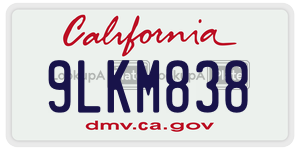 9LKM838  license plate in CA