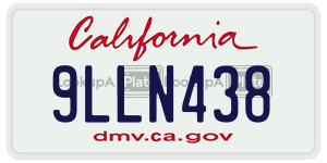 9LLN438 license plate in California