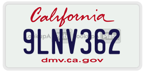 9LNV362  license plate in CA