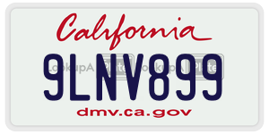 9LNV899  license plate in CA