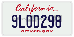 9LOD298  license plate in CA