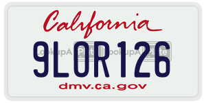 9LOR126 license plate in California