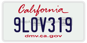 9LOV319 license plate in California
