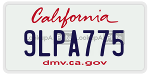 9LPA775  license plate in CA